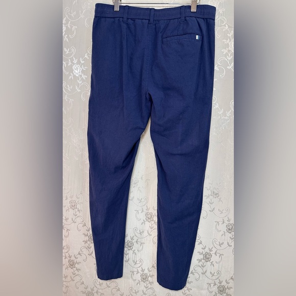 Ike Behar York Men’s Pleated Linen Blend Midnight Blue Pants Small - Picture 4 of 6